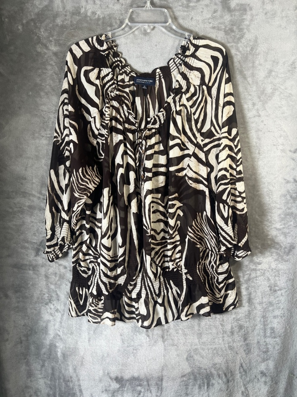 Jones New York Black and White Zebra Print Tunic Top